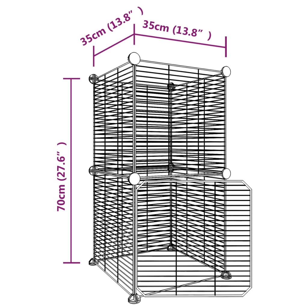 Cage pour animaux avec porte 28 panneaux 35x35 cm acier noir