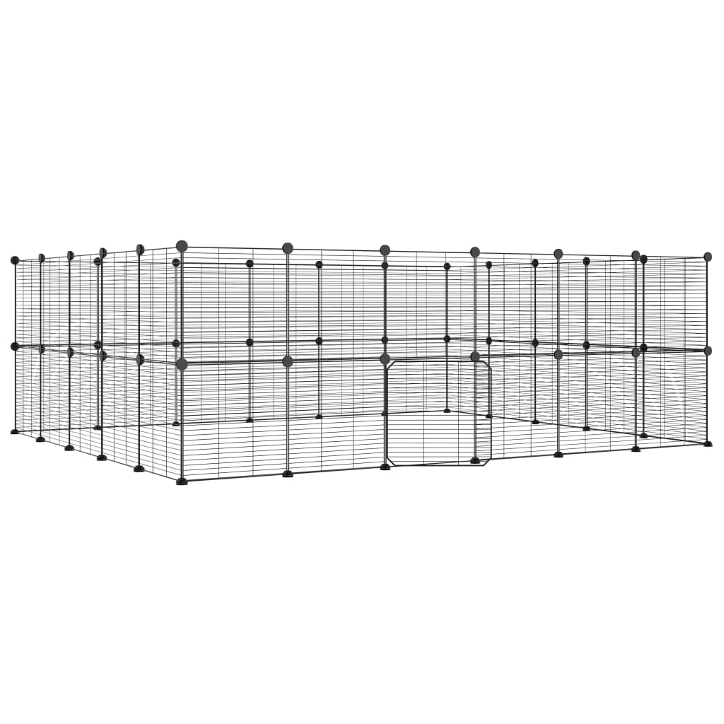 Cage pour animaux avec porte 28 panneaux 35x35 cm acier noir