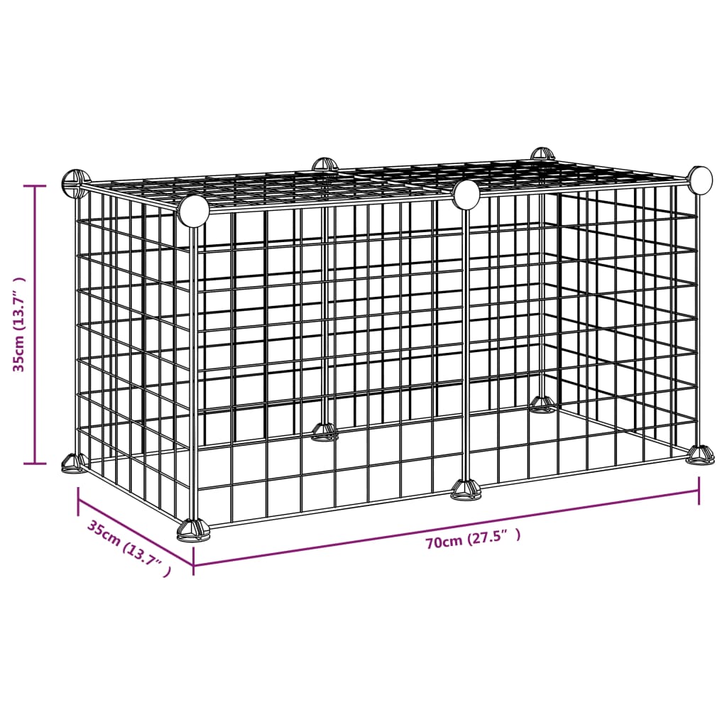 Cage pour animaux avec porte 28 panneaux 35x35 cm acier noir