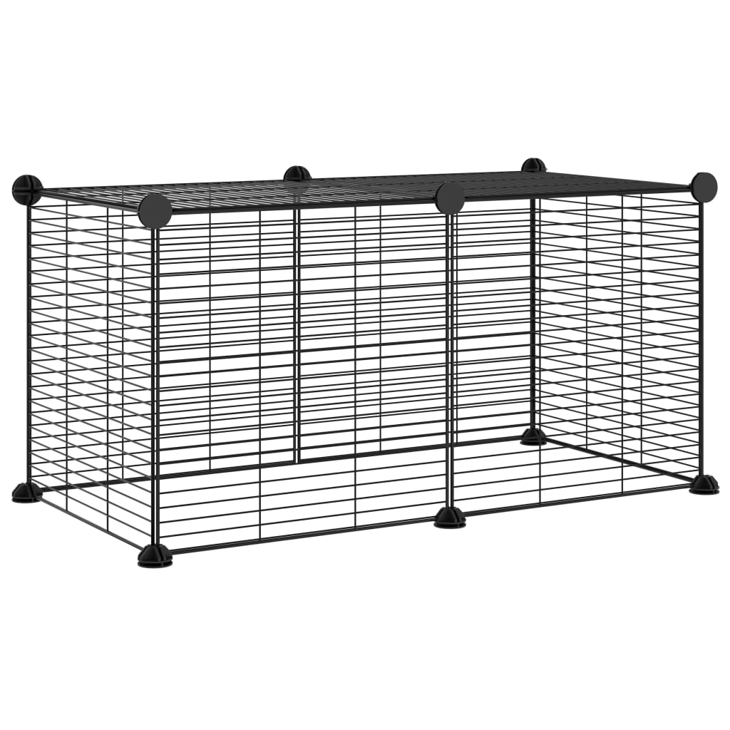 Cage pour animaux avec porte 28 panneaux 35x35 cm acier noir