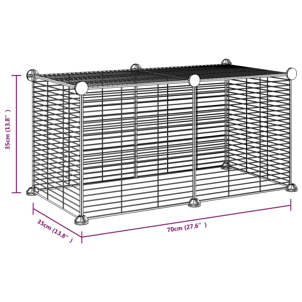 Cage pour animaux avec porte 28 panneaux 35x35 cm acier noir