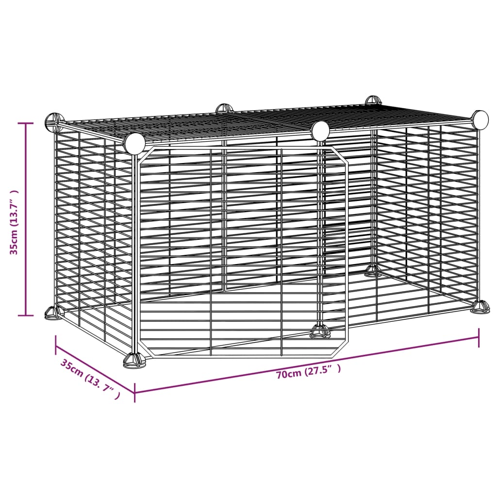 Cage pour animaux avec porte 28 panneaux 35x35 cm acier noir