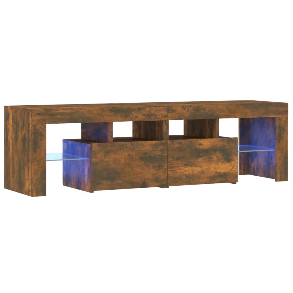 Tv-meubel met LED 140x36,5x40 cm bewerkt hout oud hout