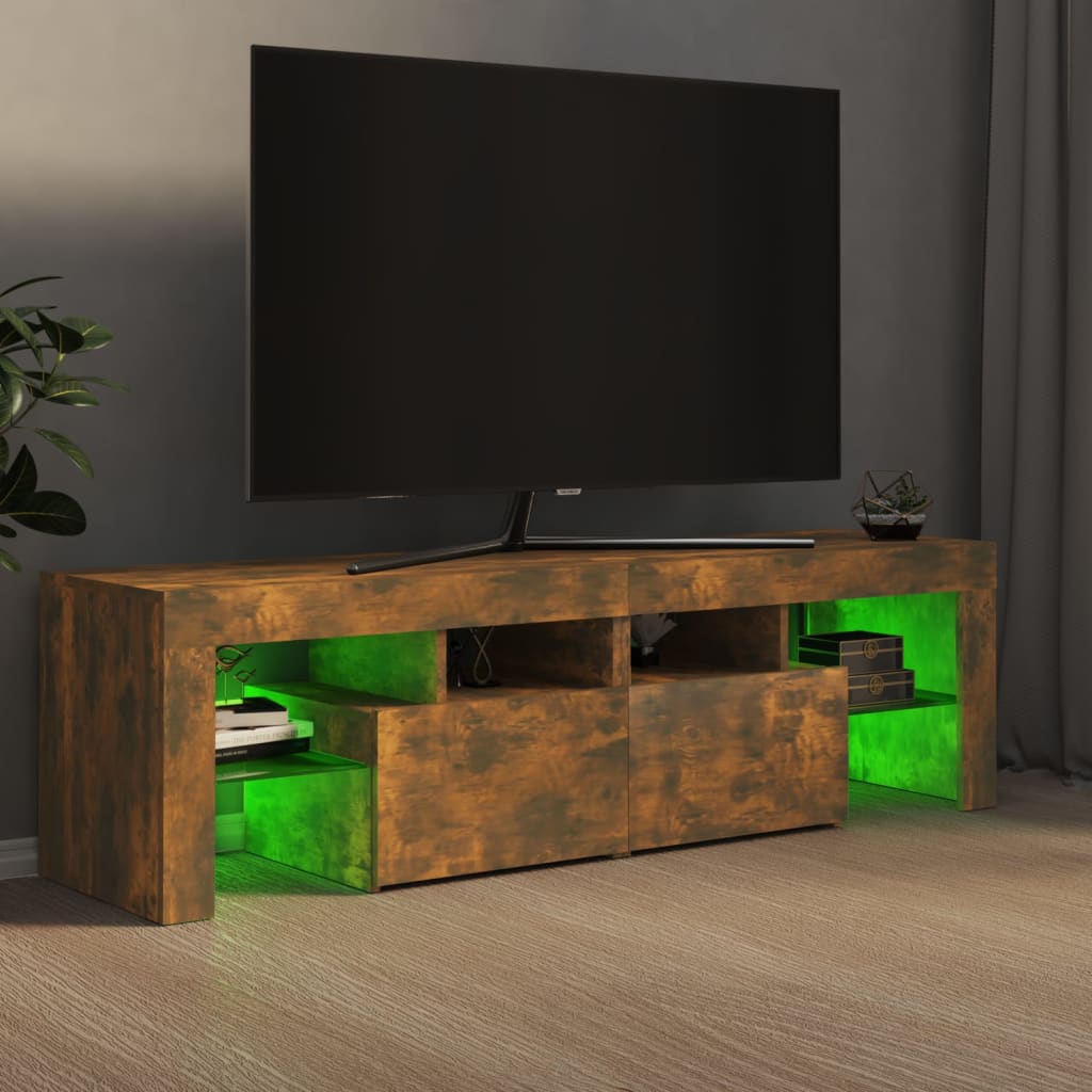 Tv-meubel met LED 140x36,5x40 cm bewerkt hout oud hout