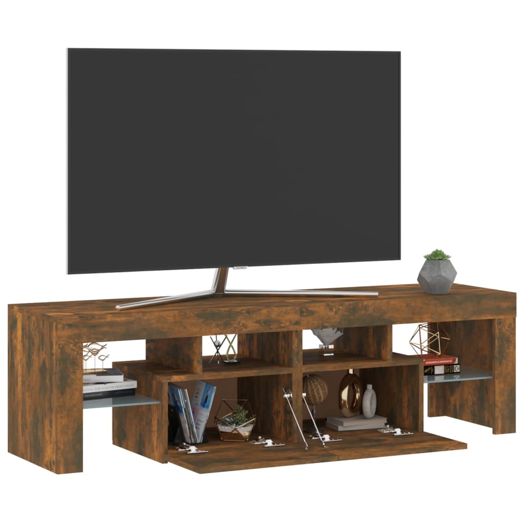 Tv-meubel met LED 140x36,5x40 cm bewerkt hout oud hout