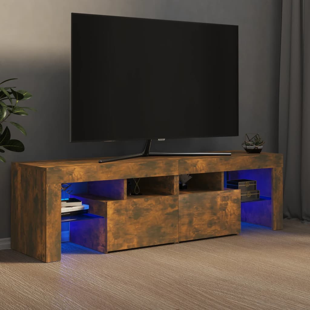 Tv-meubel met LED 140x36,5x40 cm bewerkt hout oud hout