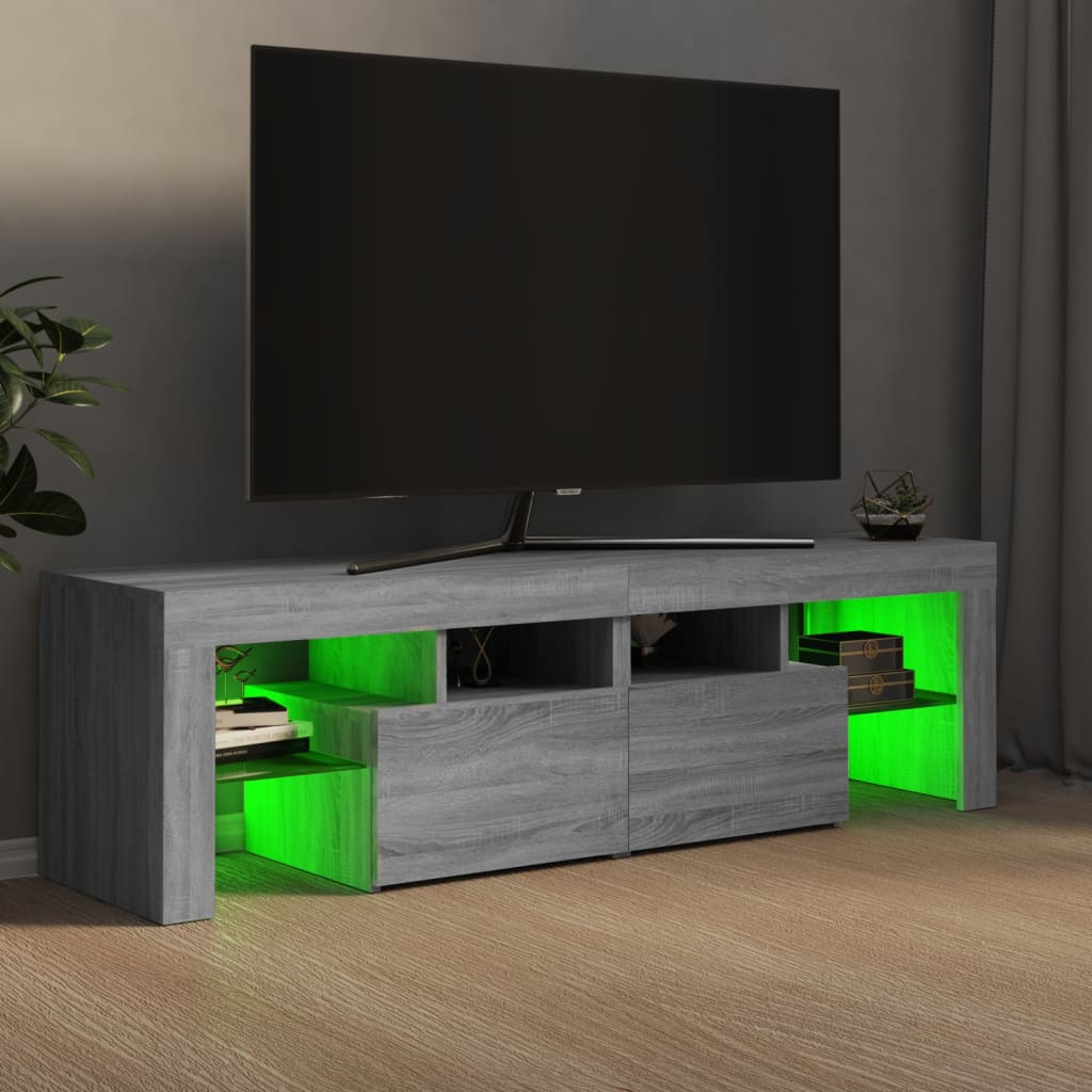 Tv-meubel met LED 140x36,5x40 cm bewerkt hout oud hout