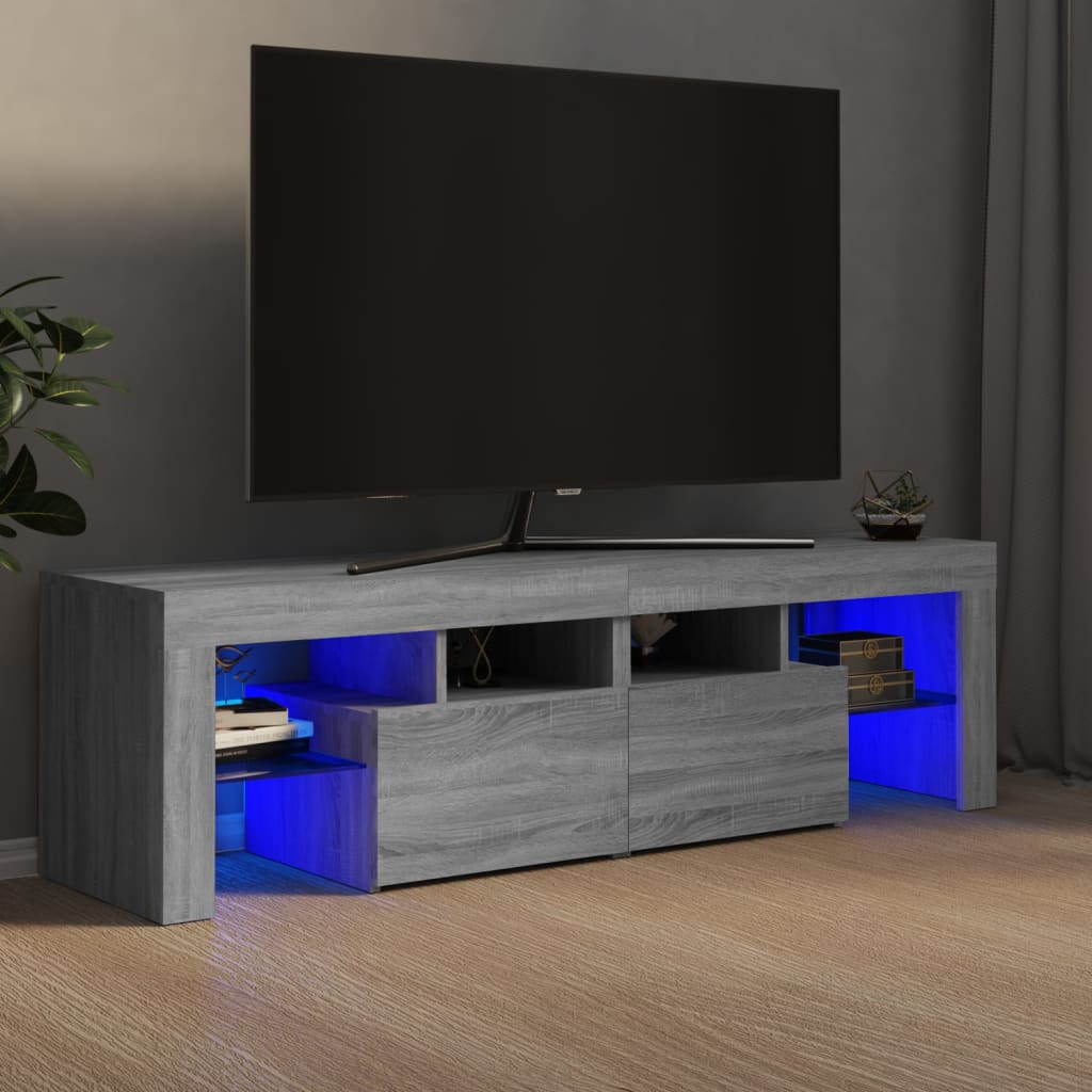 Tv-meubel met LED 140x36,5x40 cm bewerkt hout oud hout