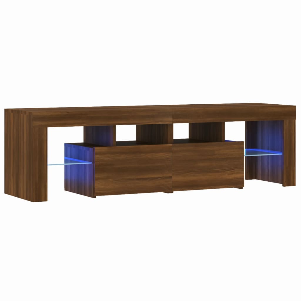 Tv-meubel met LED 140x36,5x40 cm bewerkt hout oud hout