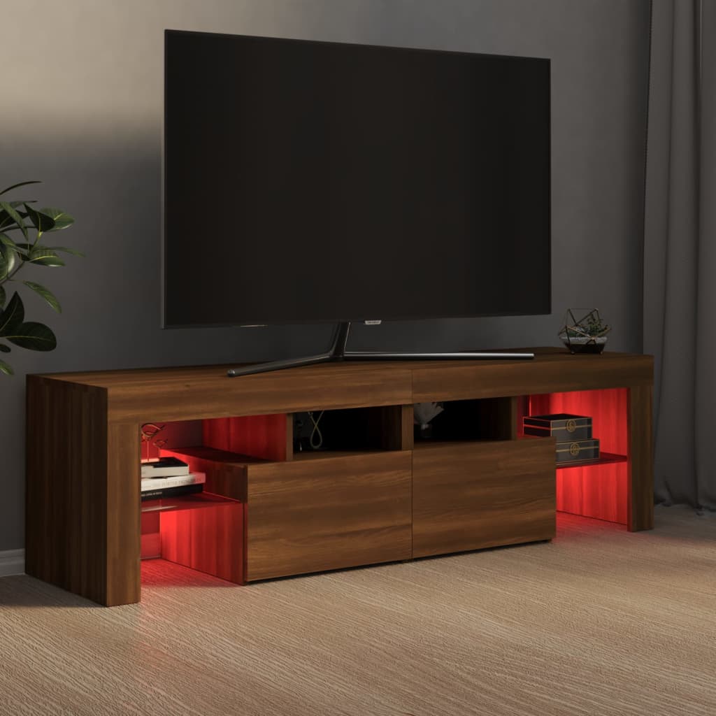 Tv-meubel met LED 140x36,5x40 cm bewerkt hout oud hout