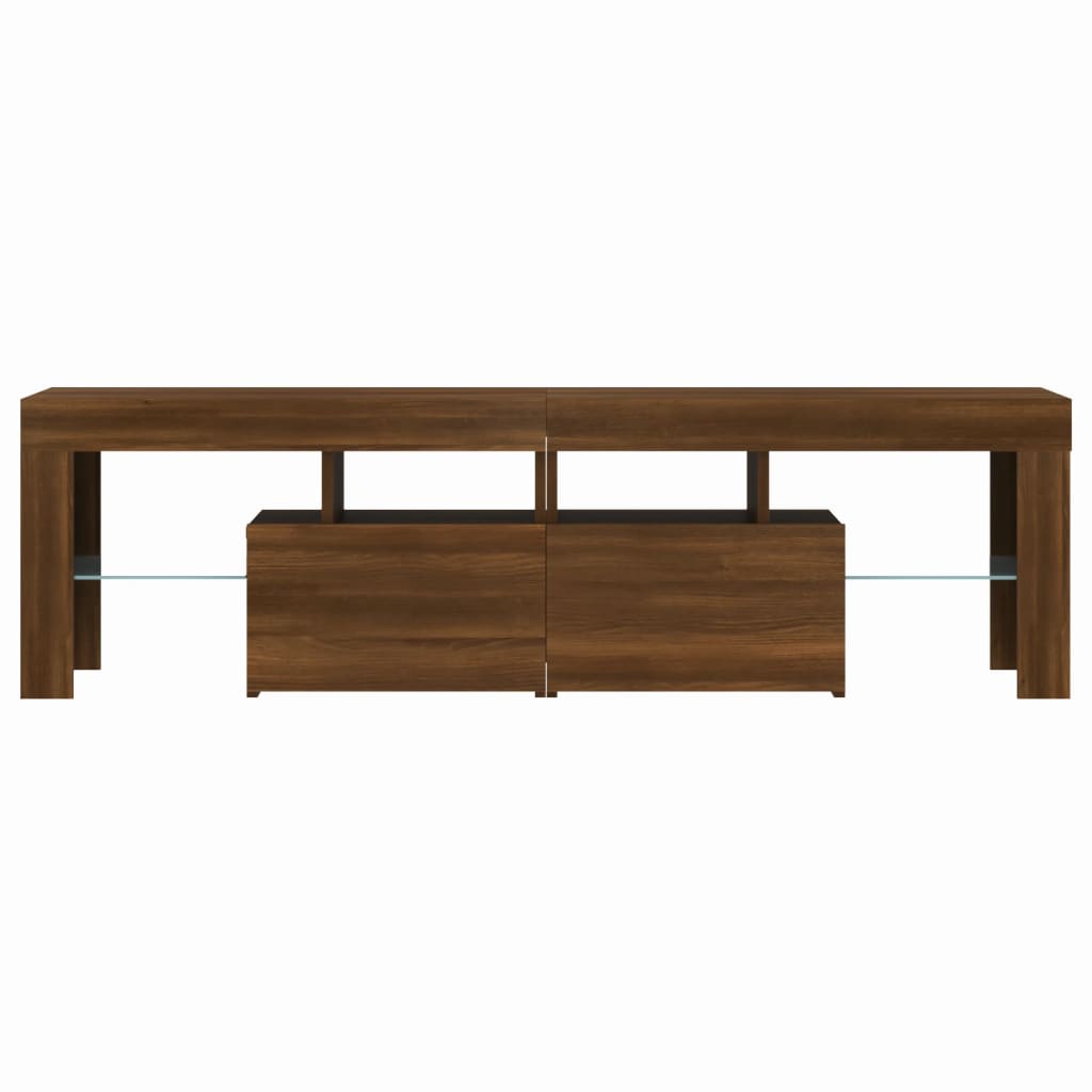 Tv-meubel met LED 140x36,5x40 cm bewerkt hout oud hout