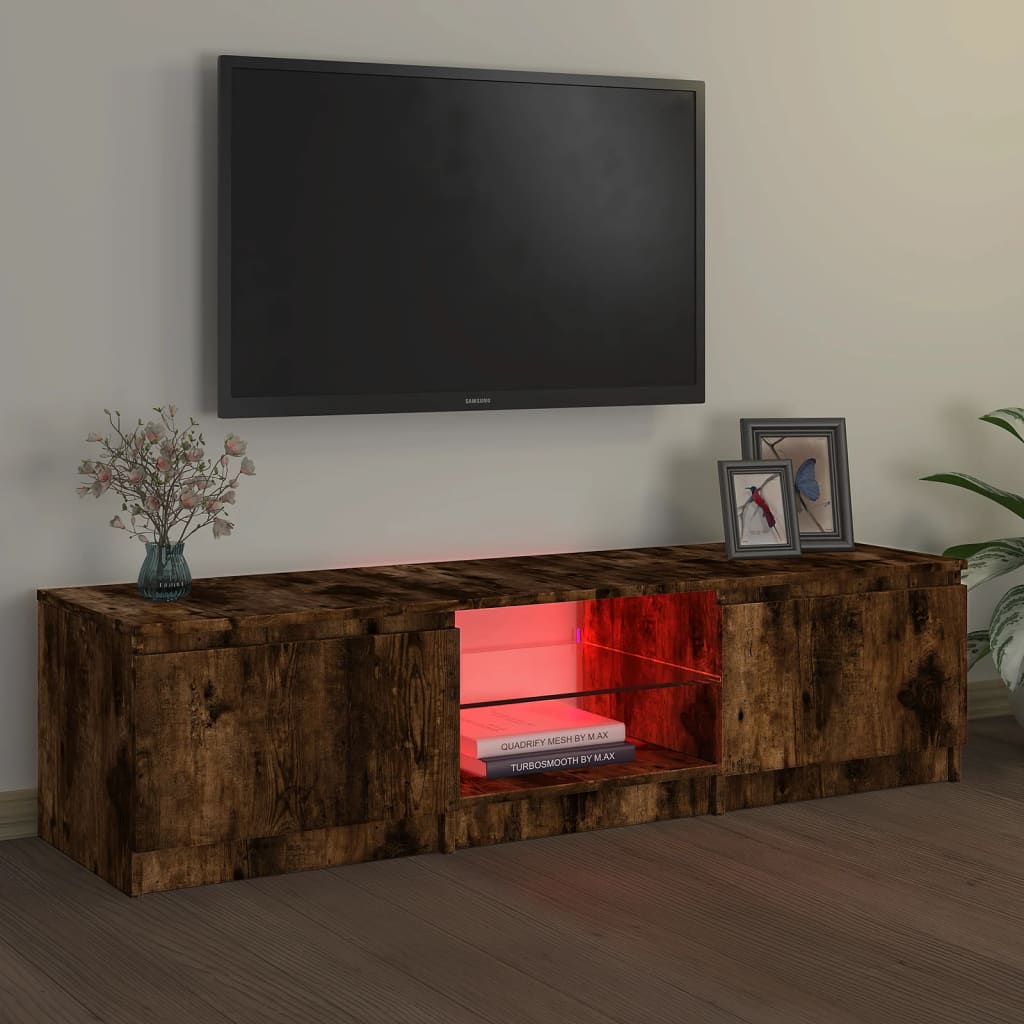 Tv-meubel met LED-verlichting 140x40x35,5 cm bruin eikenkleur