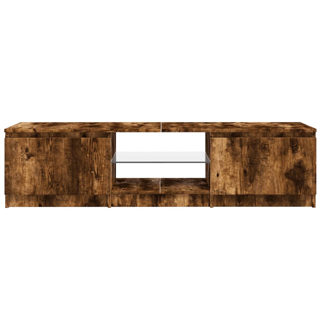 Tv-meubel met LED 140x40x35,5 cm bewerkt hout oud houtkleurig