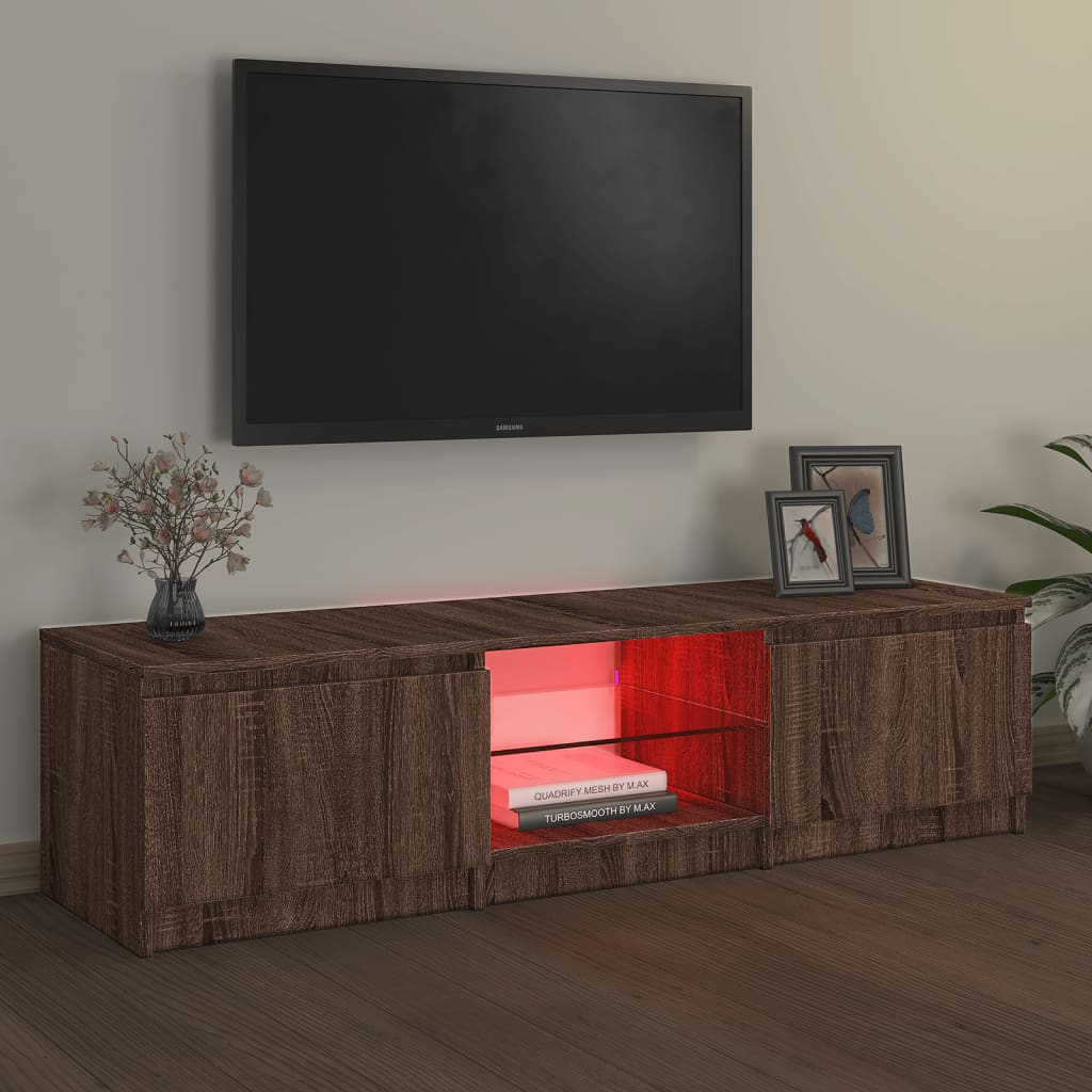 Tv-meubel met LED-verlichting 140x40x35,5 cm bruin eikenkleur