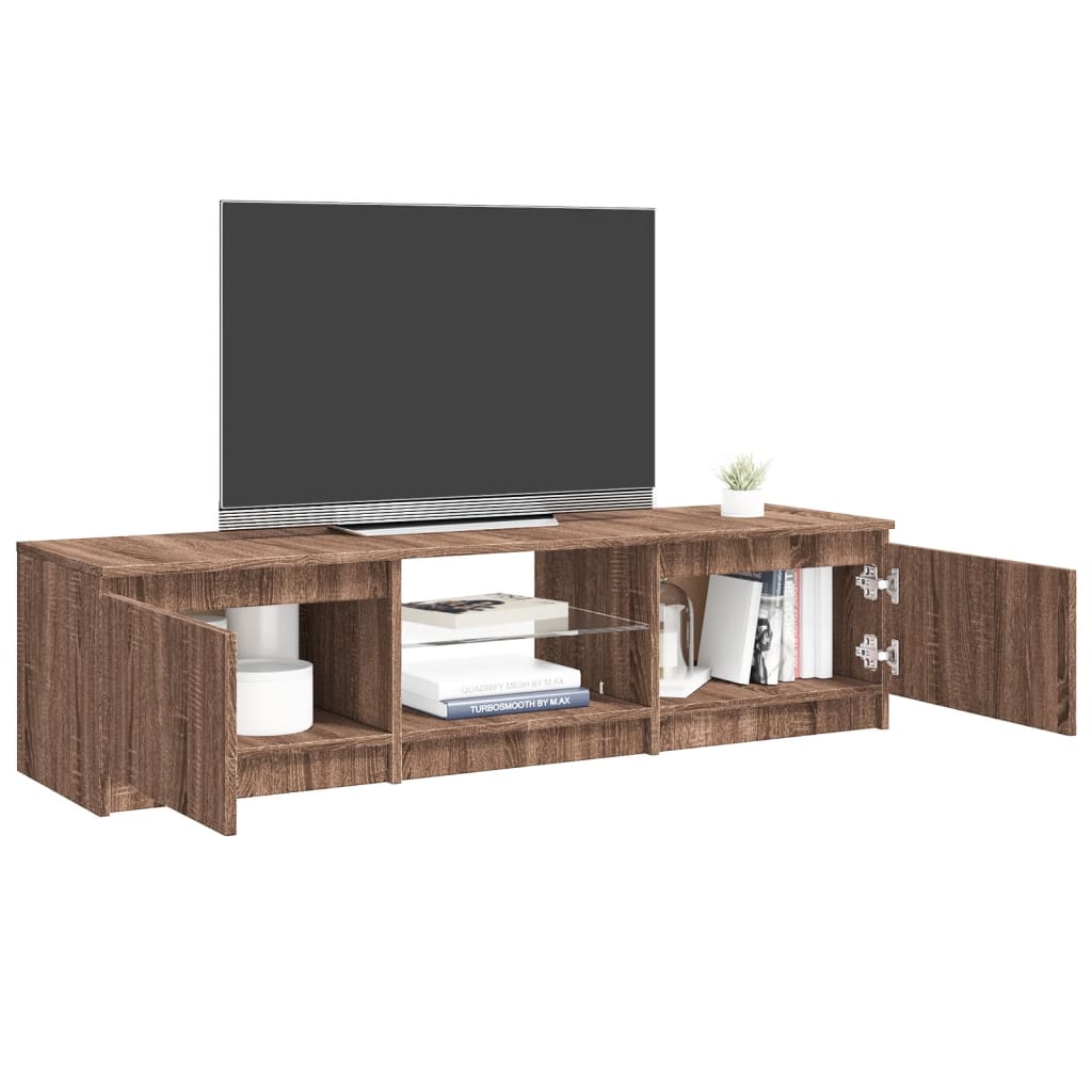 Tv-meubel met LED 140x40x35,5 cm bewerkt hout oud houtkleurig