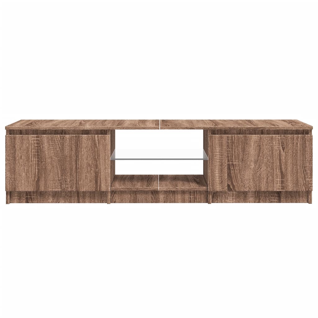 Tv-meubel met LED 140x40x35,5 cm bewerkt hout oud houtkleurig