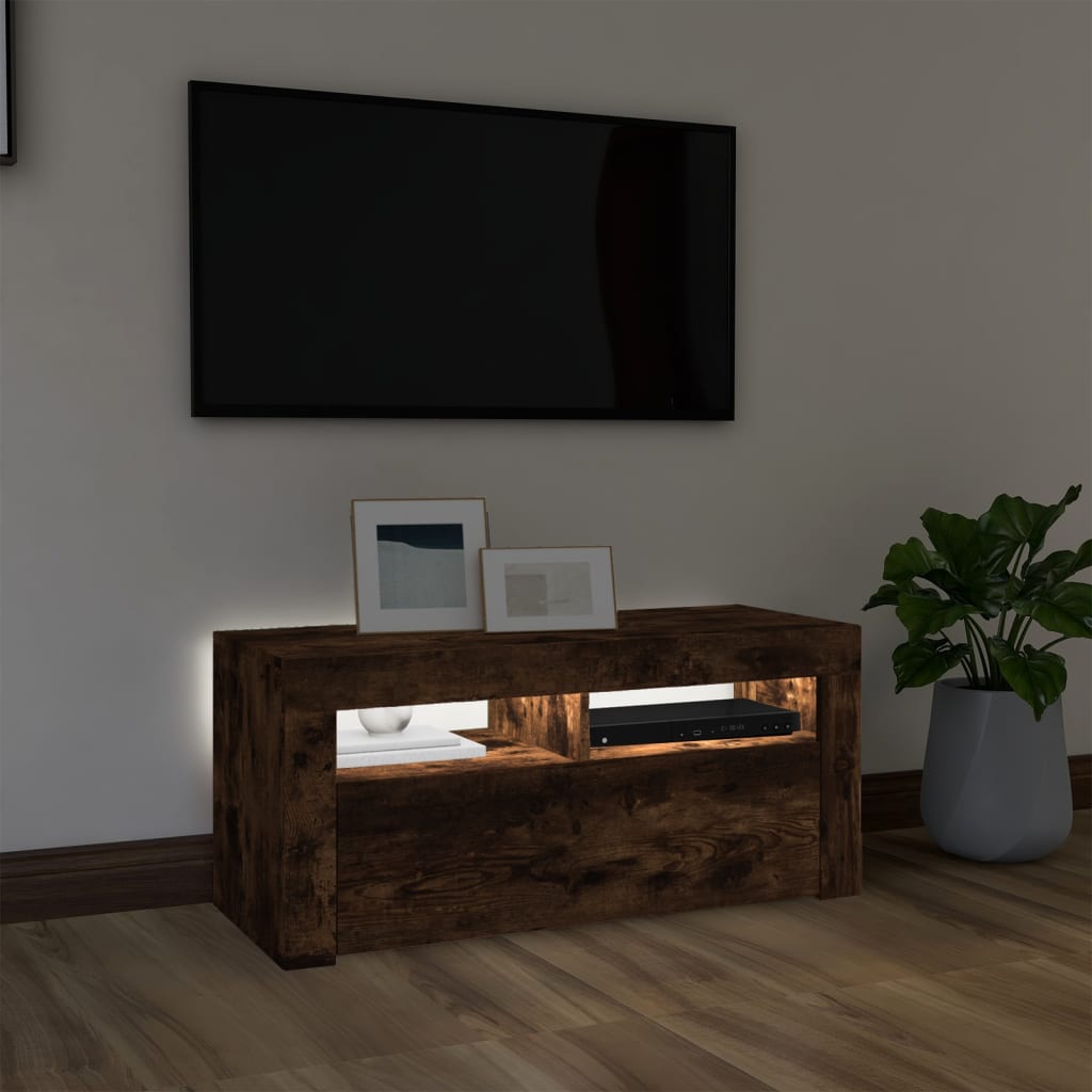 Meuble TV avec éclairage LED 90x35x40 cm