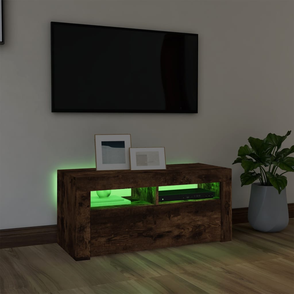 Meuble TV avec éclairage LED 90x35x40 cm