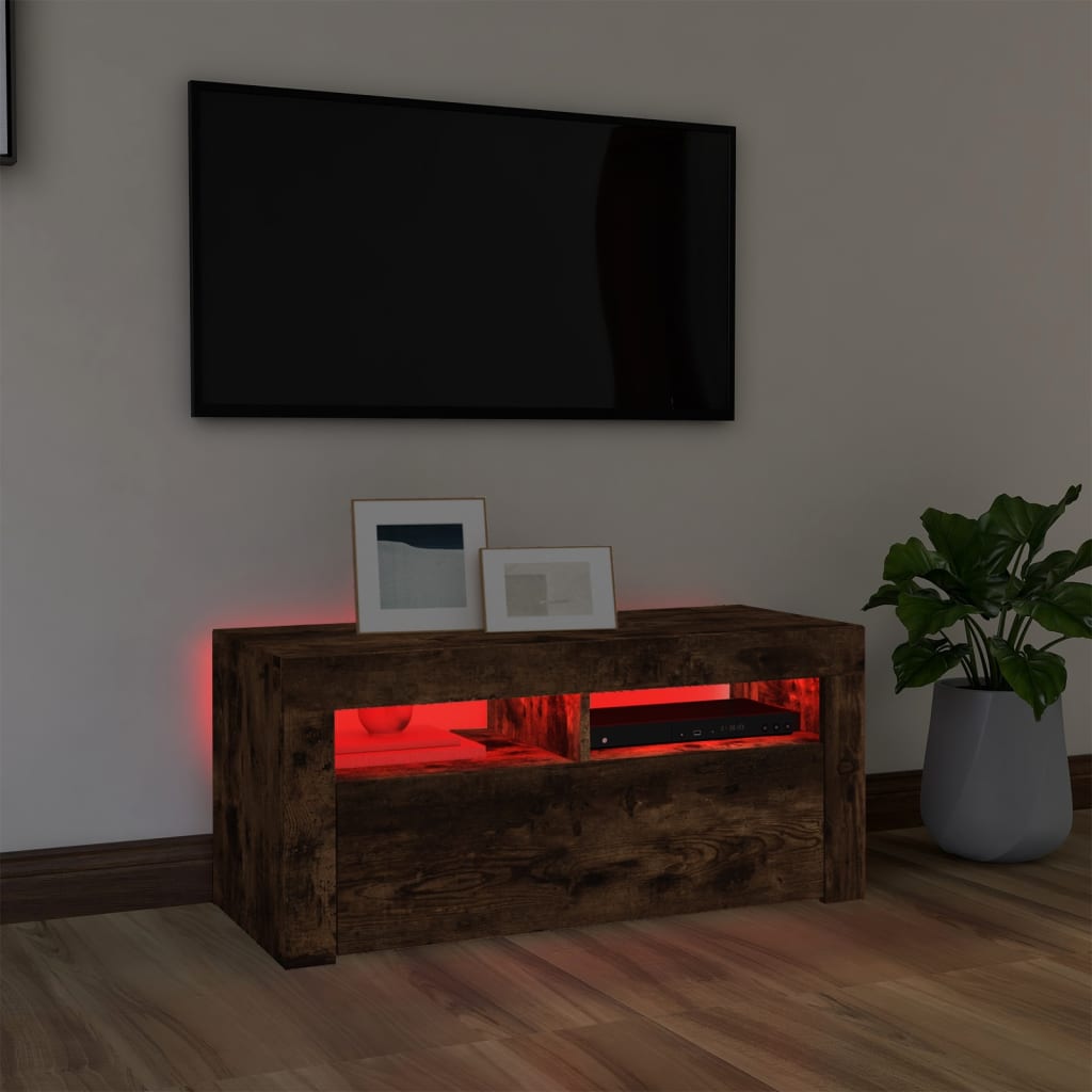 Meuble TV avec éclairage LED 90x35x40 cm