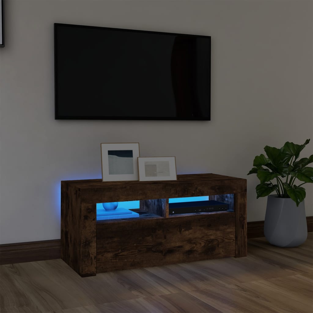 Meuble TV avec éclairage LED 90x35x40 cm