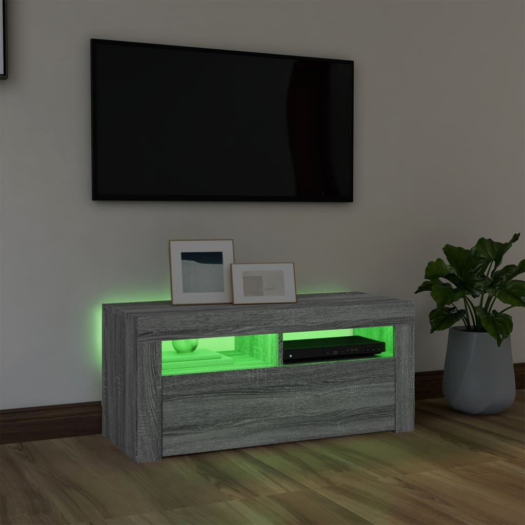 Meuble TV avec éclairage LED 90x35x40 cm