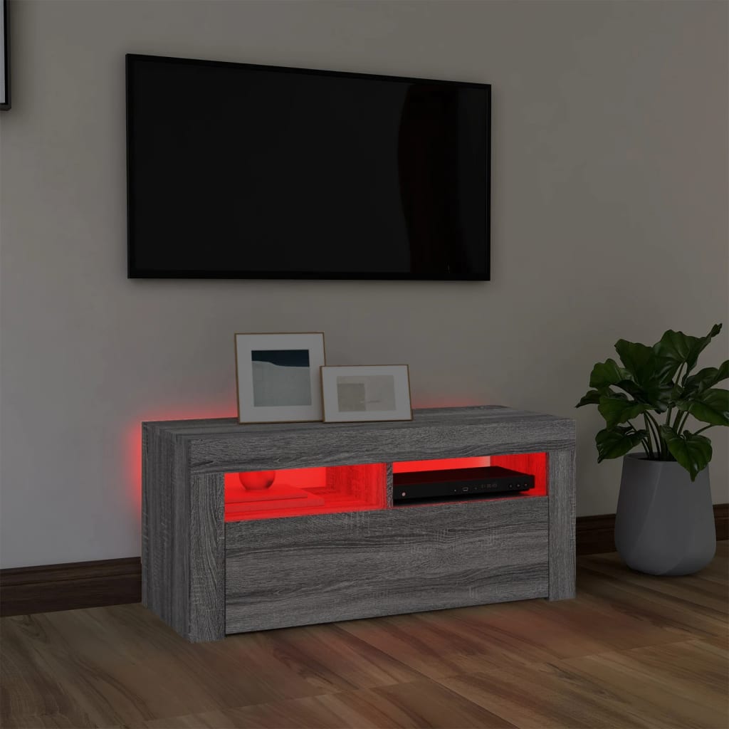 Meuble TV avec éclairage LED 90x35x40 cm