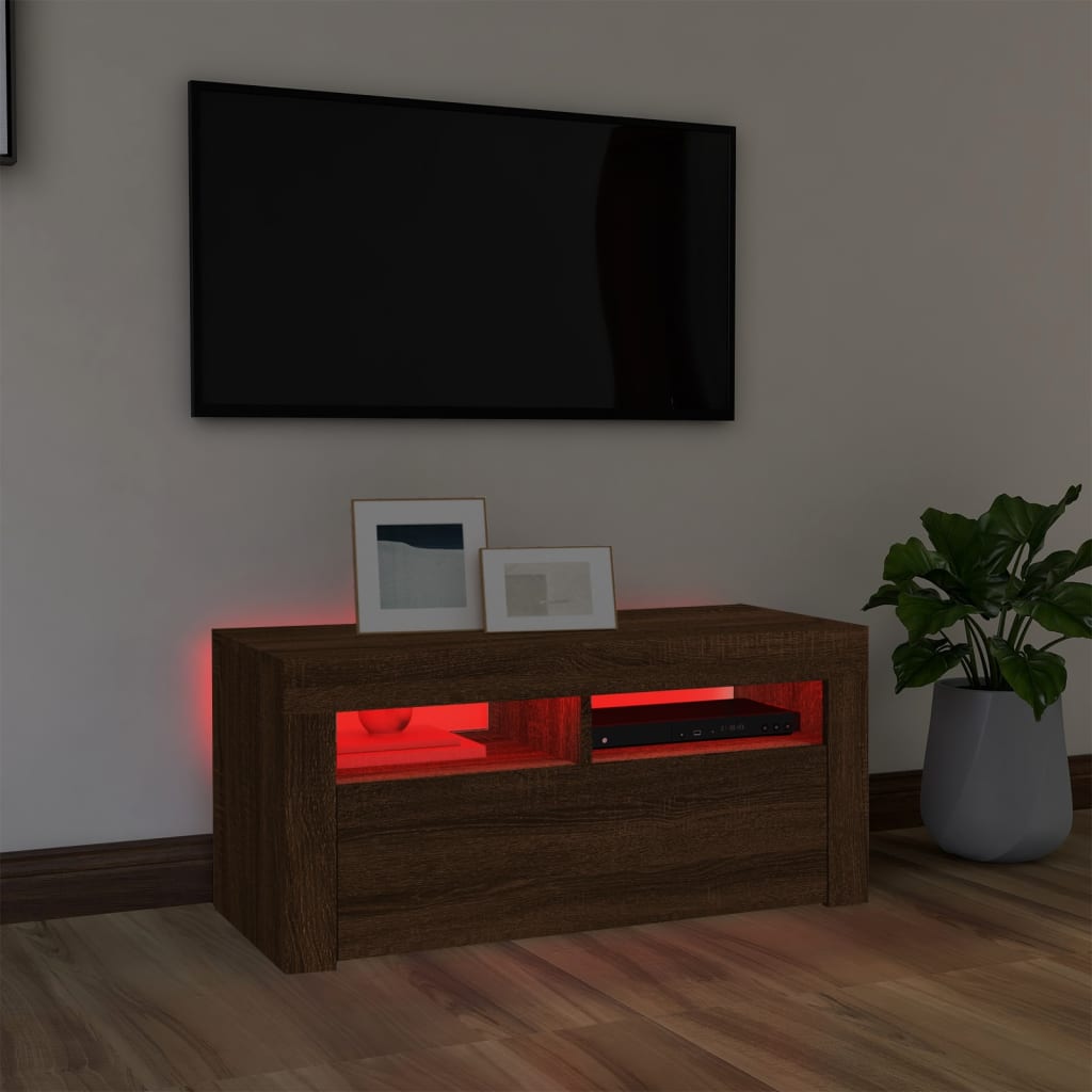 Meuble TV avec éclairage LED 90x35x40 cm