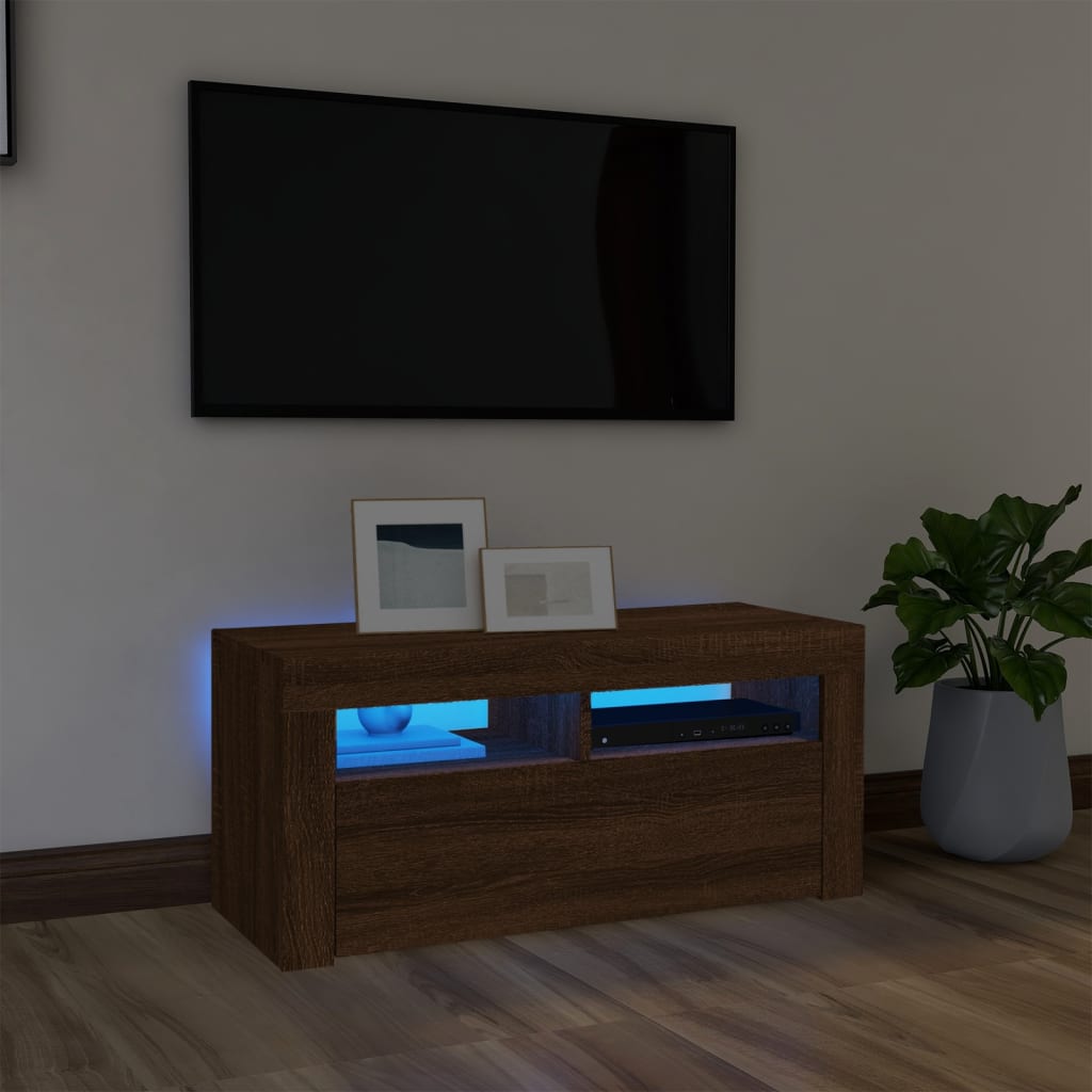 Meuble TV avec éclairage LED 90x35x40 cm