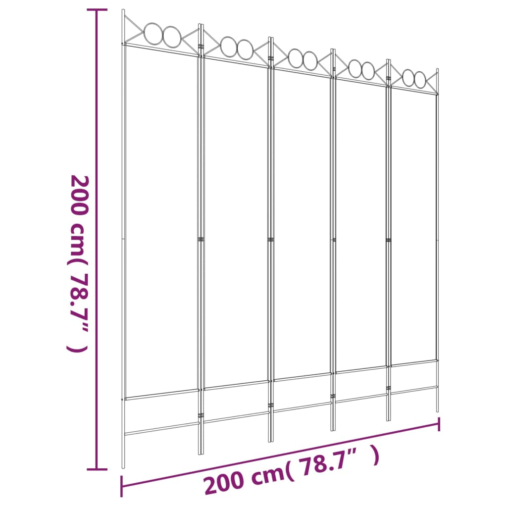 Kamerscherm met 6 panelen 240x220 cm stof antracietkleurig