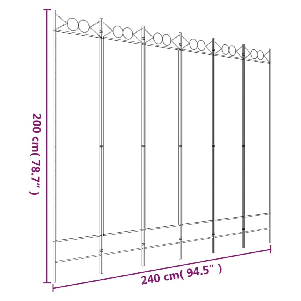 Kamerscherm met 6 panelen 240x200 cm stof