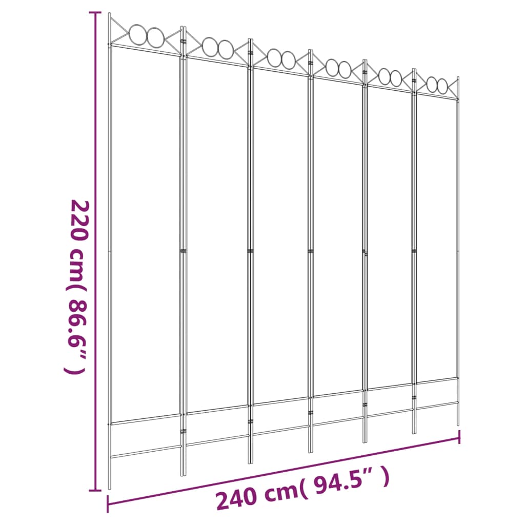 Kamerscherm met 6 panelen 240x220 cm stof antracietkleurig