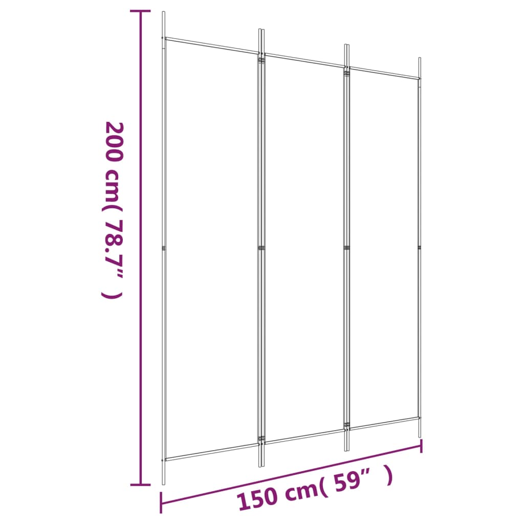 Paravent à 5 panneaux 250x200 cm en tissu