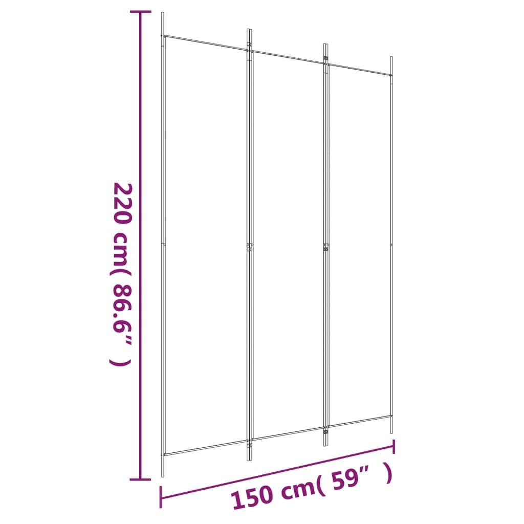 Paravent à 3 panneaux 150x220 cm en tissu