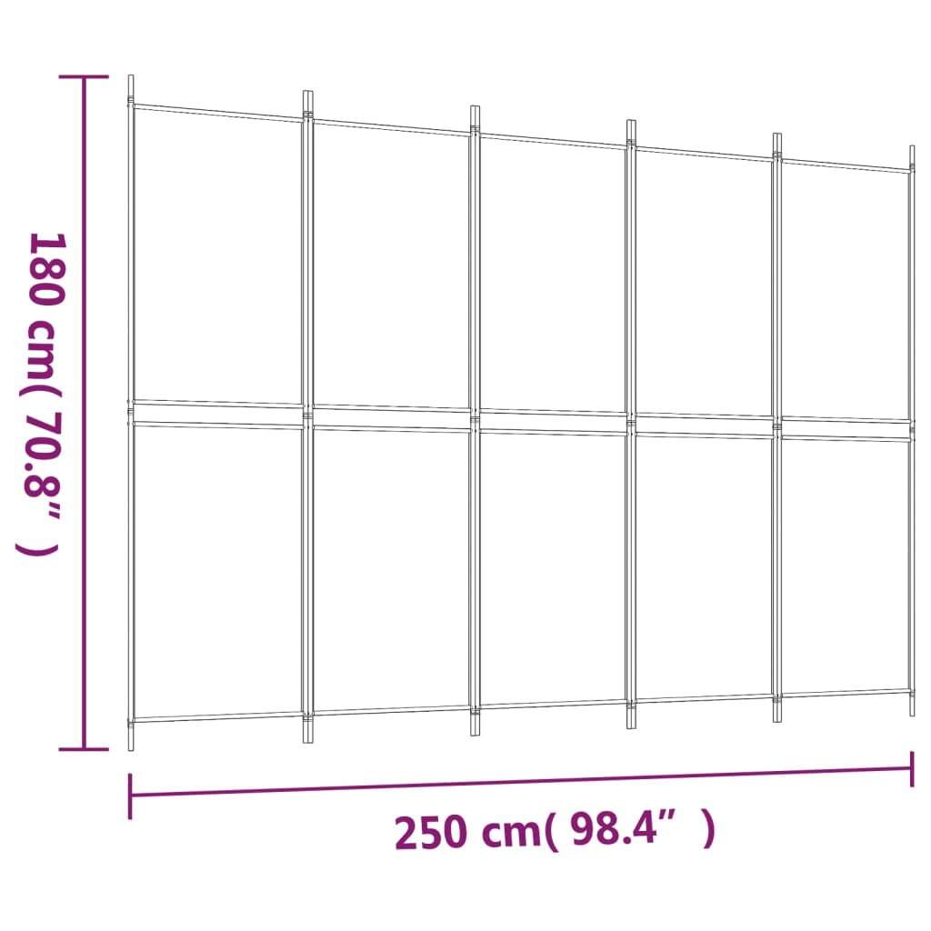 Kamerscherm met 5 panelen 250x200 cm stof