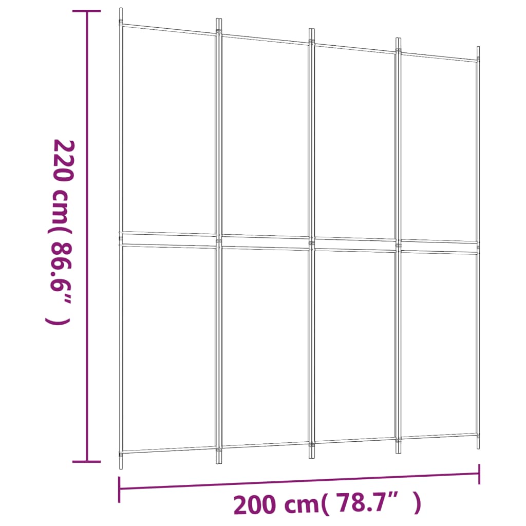 Kamerscherm met 5 panelen 250x200 cm stof