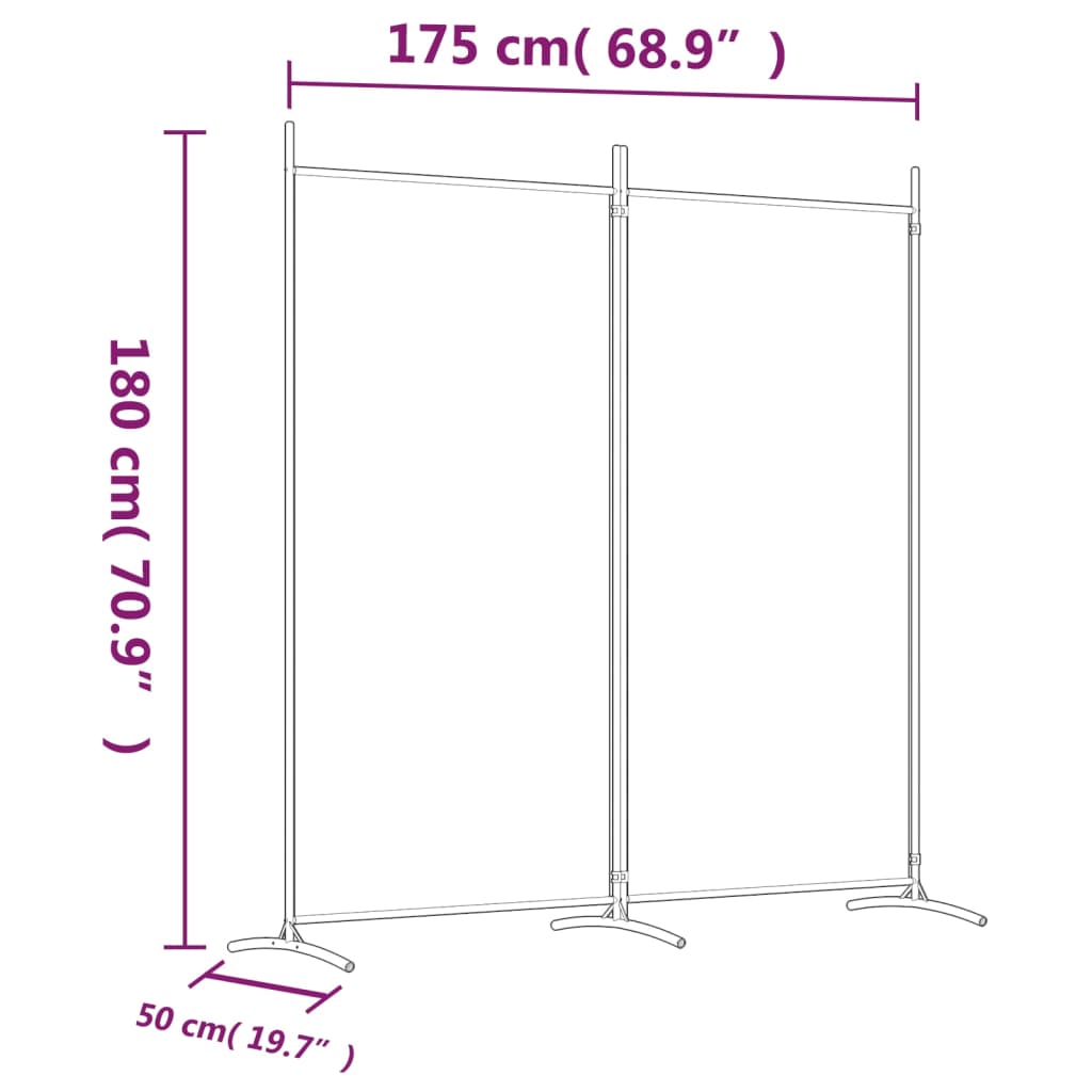 Kamerscherm met 2 panelen 175x180 cm stof