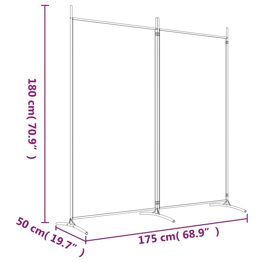 Paravent à 2 panneaux 175x180 cm en tissu