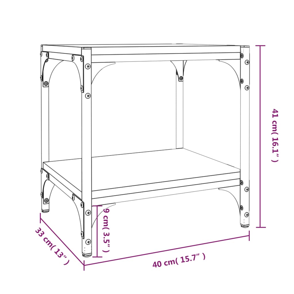 Meuble TV 100x33x41 cm ouvré en bois et acier