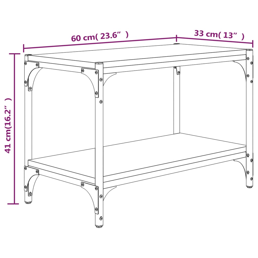 Tv-meubel 100x33x41 cm bewerkt hout en staal