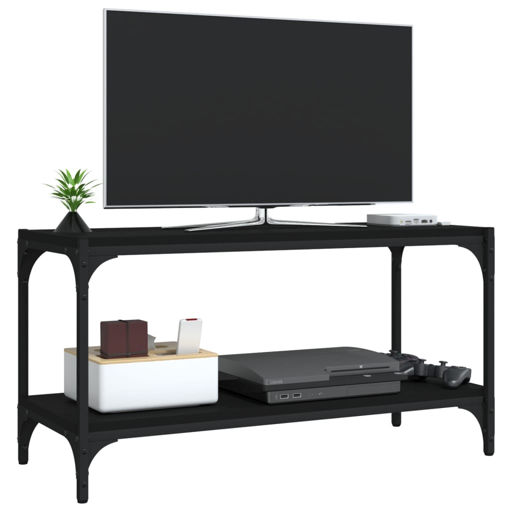 Tv-meubel 100x33x41 cm bewerkt hout en staal