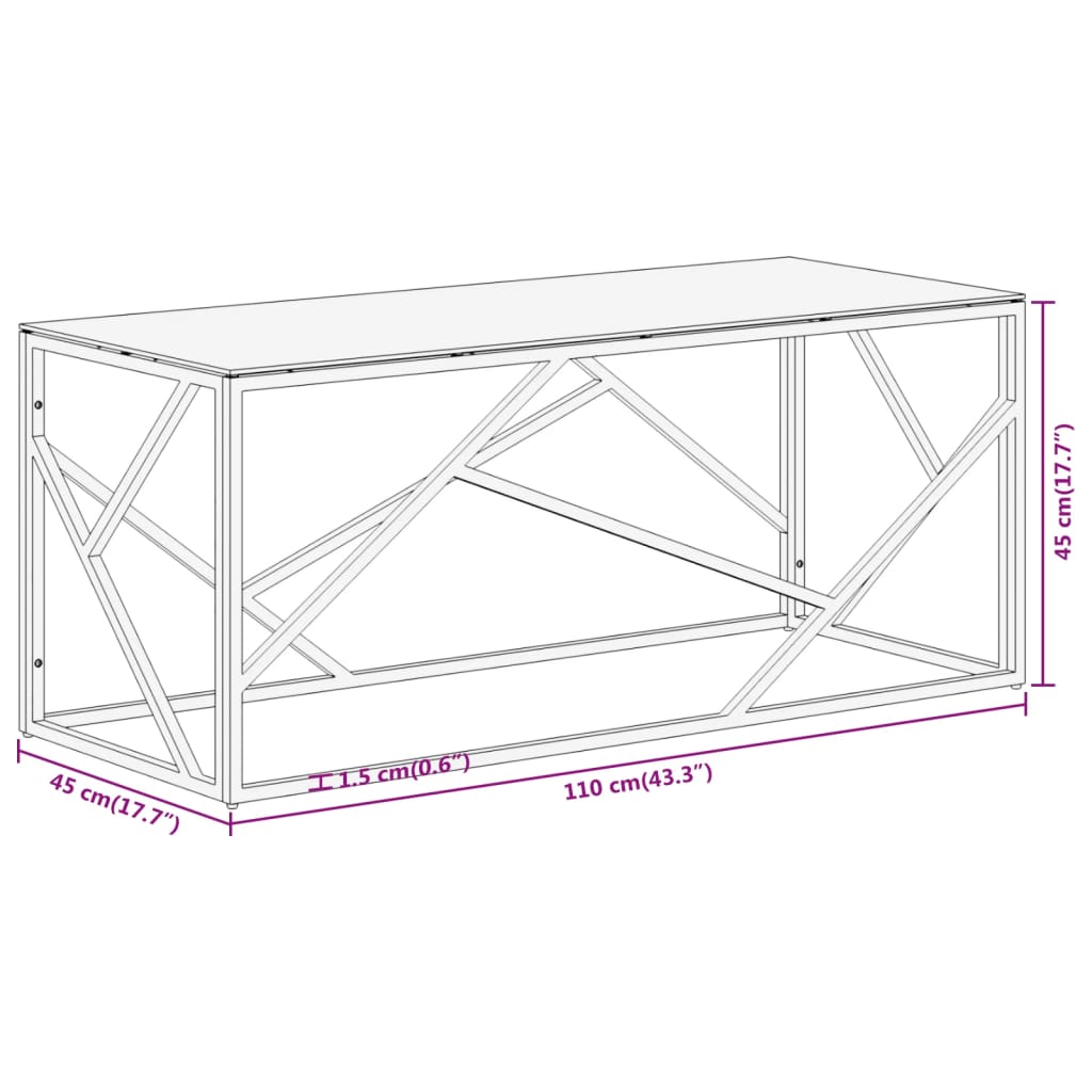 Table basse en acier inoxydable bois recyclé couleur argent