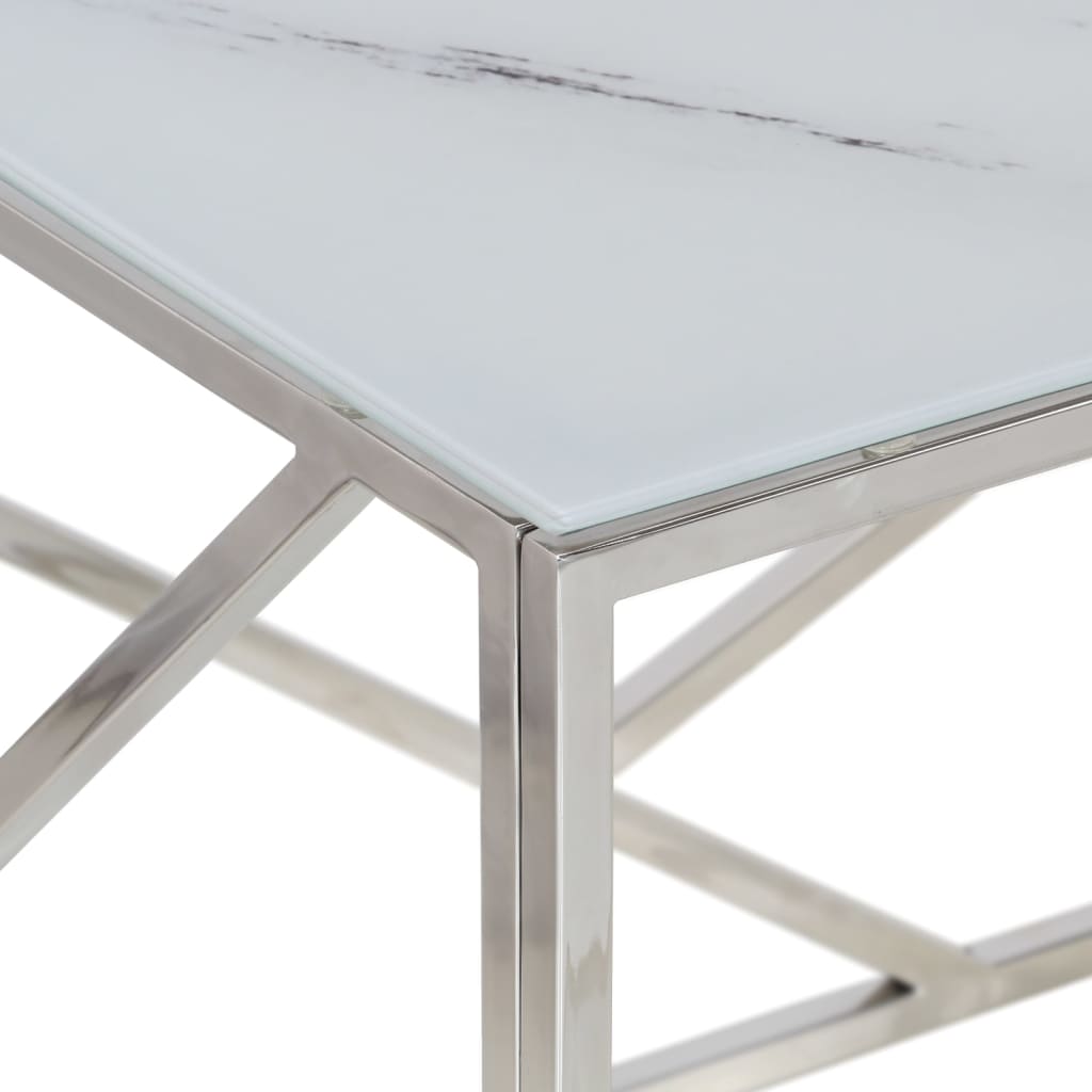 Table basse en acier inoxydable bois recyclé couleur argent