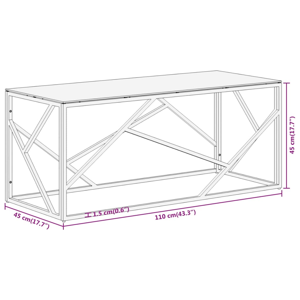 Table basse en acier inoxydable bois recyclé couleur argent