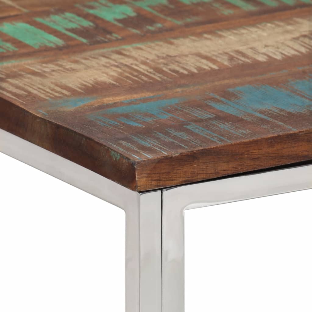 Table basse en acier inoxydable et verre trempé couleur argent