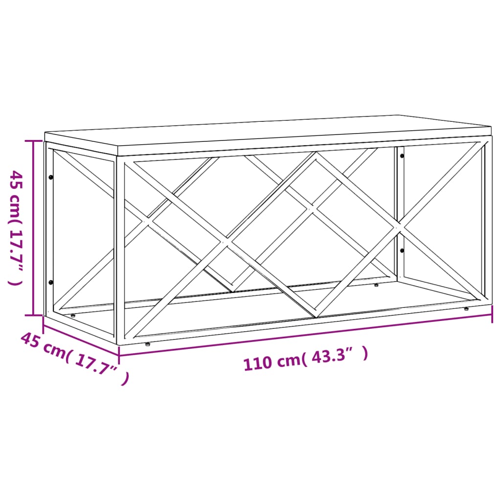 Table basse en acier inoxydable et bois de récupération massif