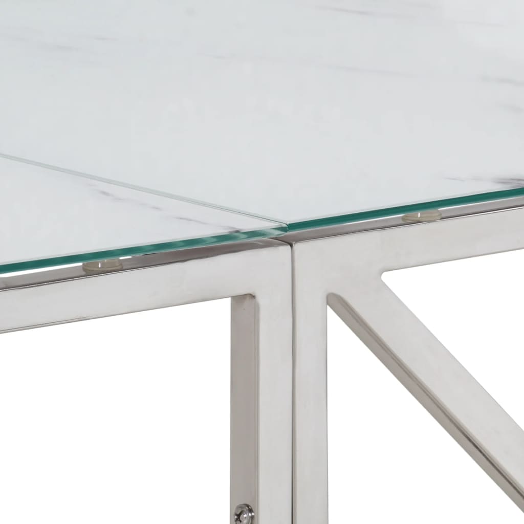 Table murale en acier inoxydable et verre trempé