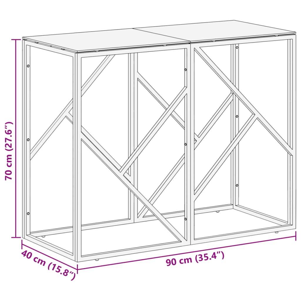 Table murale en acier inoxydable et verre trempé