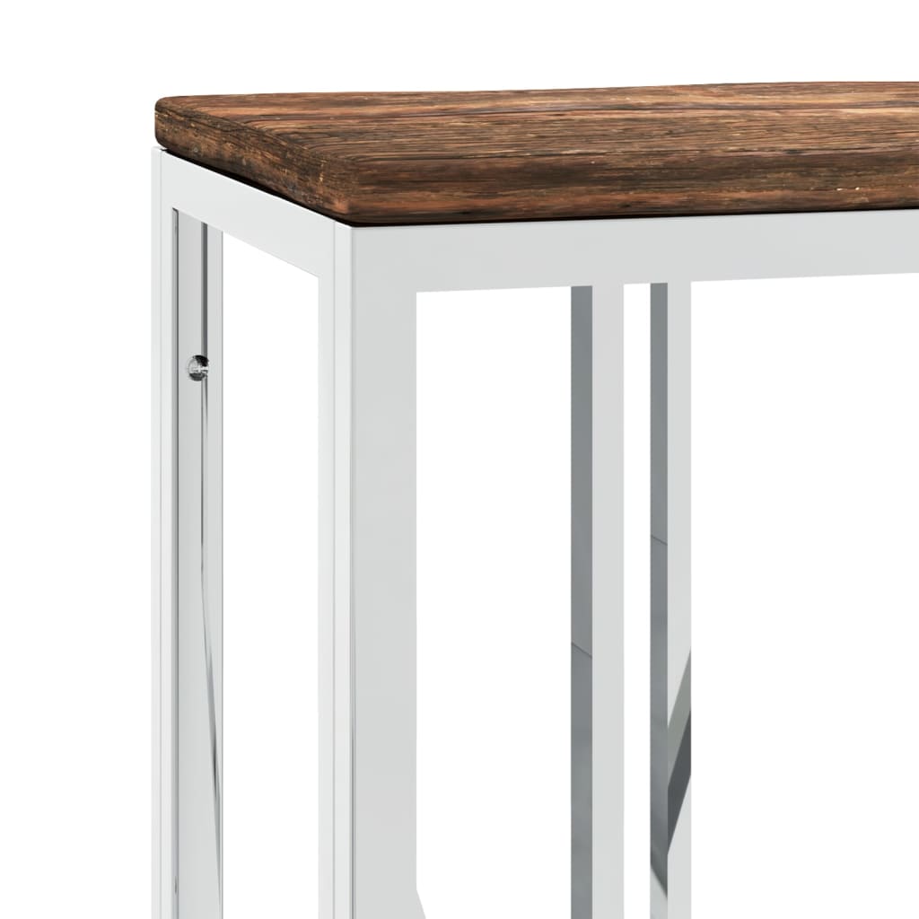 Table murale inox bois massif recyclé couleur or