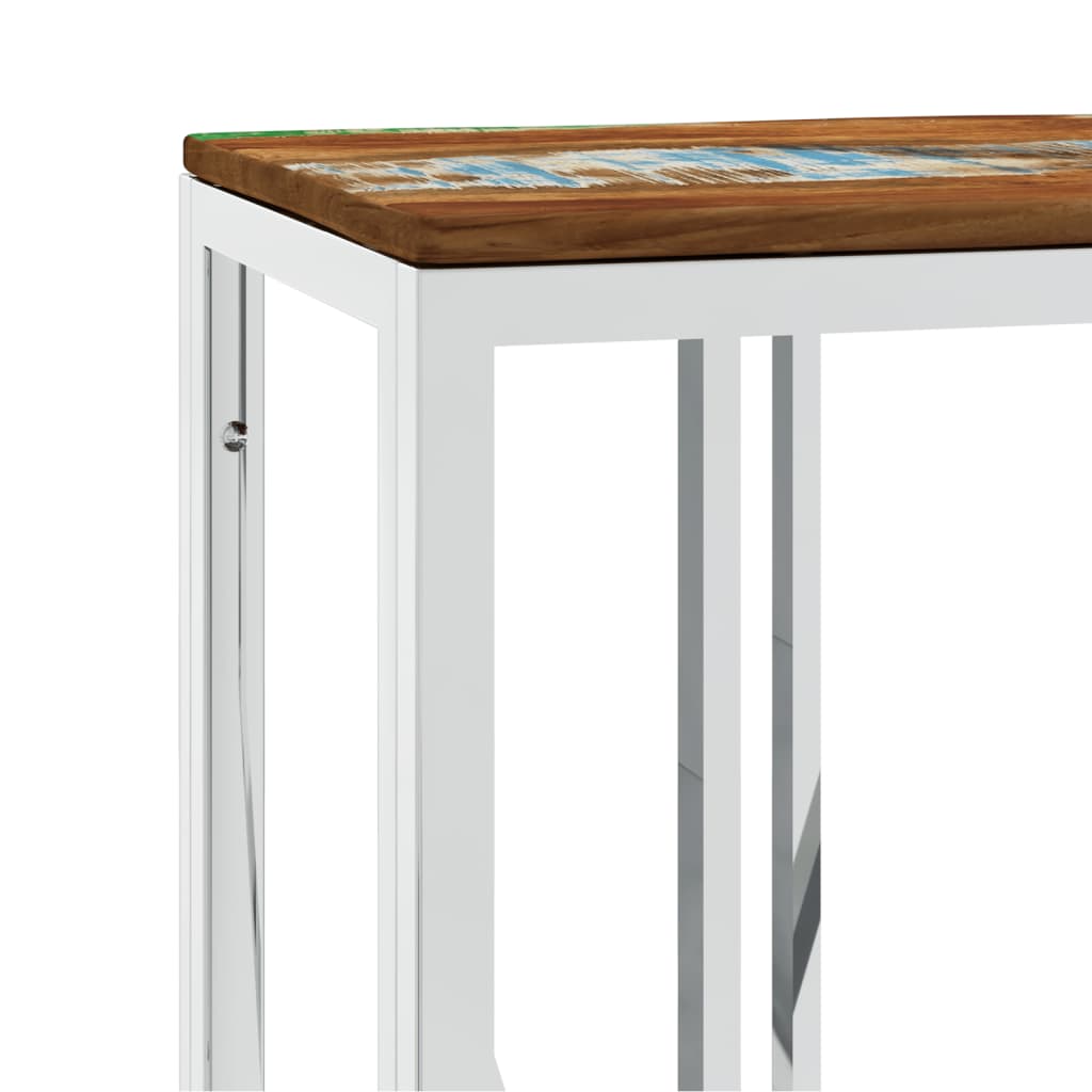 Table murale inox bois massif recyclé couleur or