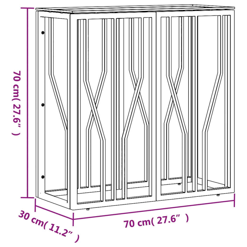 Wandtafel 70x30x70 cm roestvrij staal glas goudkleurig